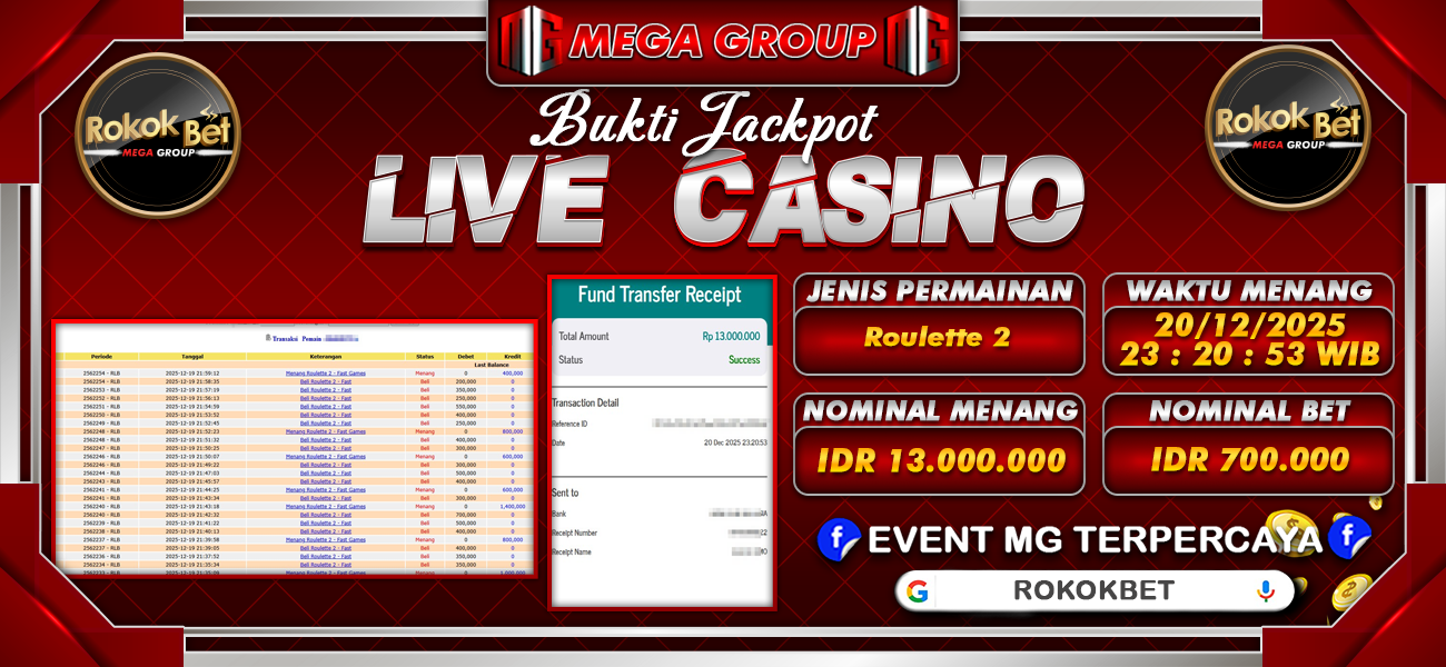 Bukti JP situs Rokokbet hari Sabtu, 20 Desember 2025